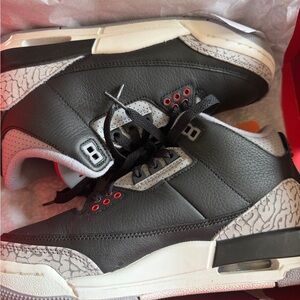 Jordan Black and Gray Shoes with Red Highlights